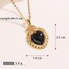 Korean Style Cat's Eye Heart Bow Pendant Necklace for Women