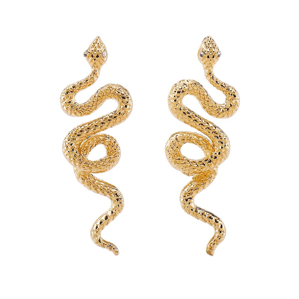 European American Twisted Snake Earrings Light Luxury Exquisite Zodiac Snake Animal Earrings For Women Trendy Fashion Jewelry