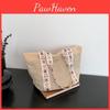 Trendy Street Style Woven Tote Bag In Off-white And Khaki Medium-sized Shoulder Bag
