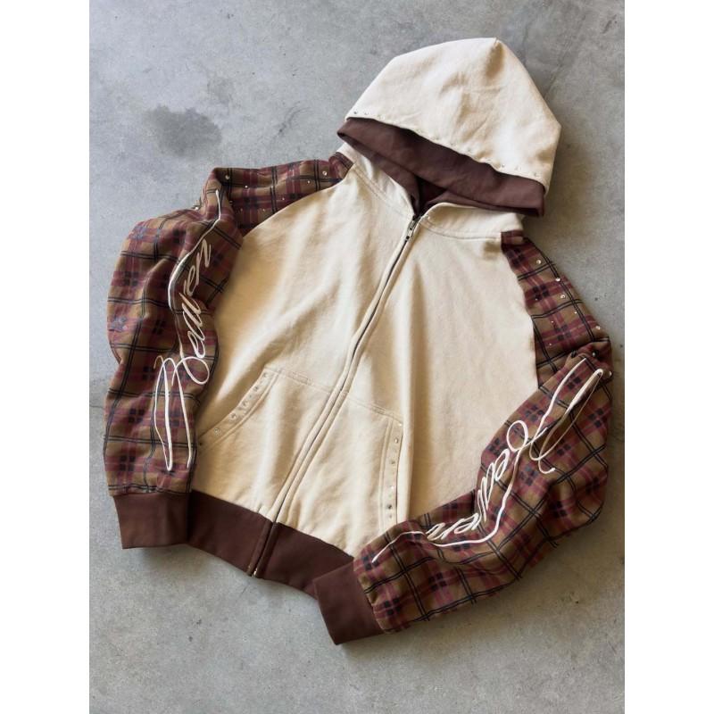 Bluza z kapturem i zamkiem błyskawicznym z nadrukiem Y2K Retro Unisex dla młodzieży Codzienna odzież