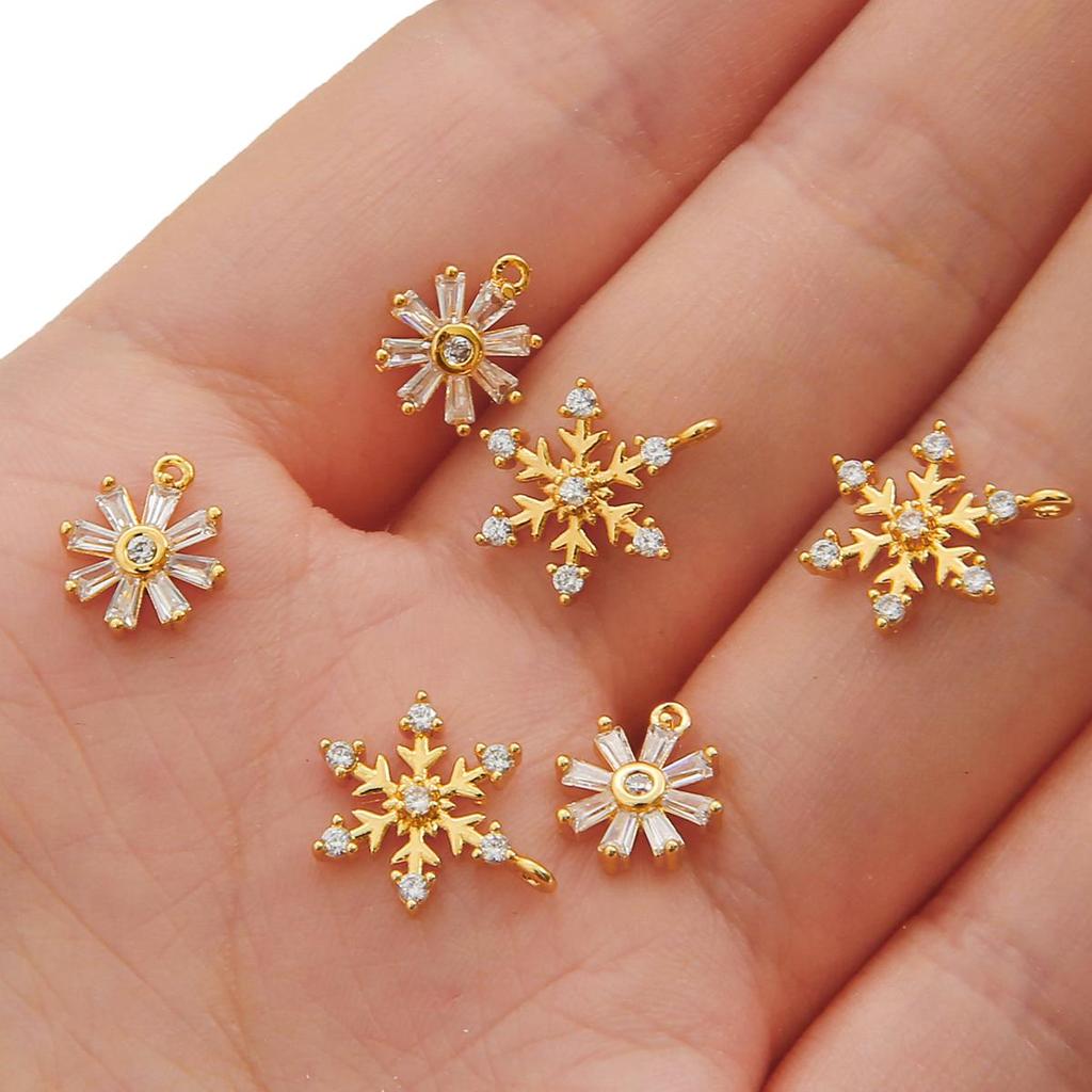 Copper Snow Flowers Charms Pendants DIY For Women Earring Making Supplies