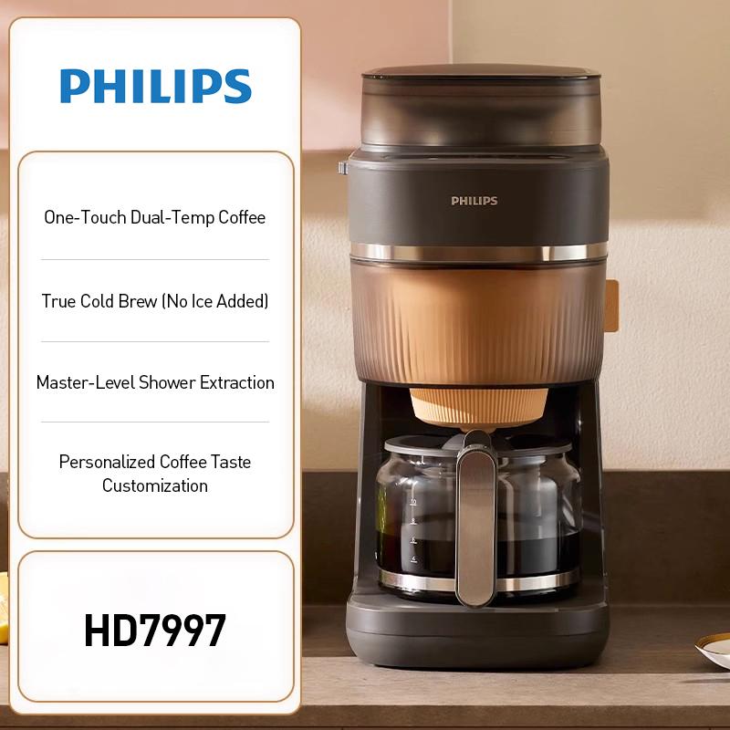 Philips Kaffetrakter Kaffemaskin HD7997 Dobbeltemperatur Amerikansk Stil Kvern og Brygg Kaffemaskin