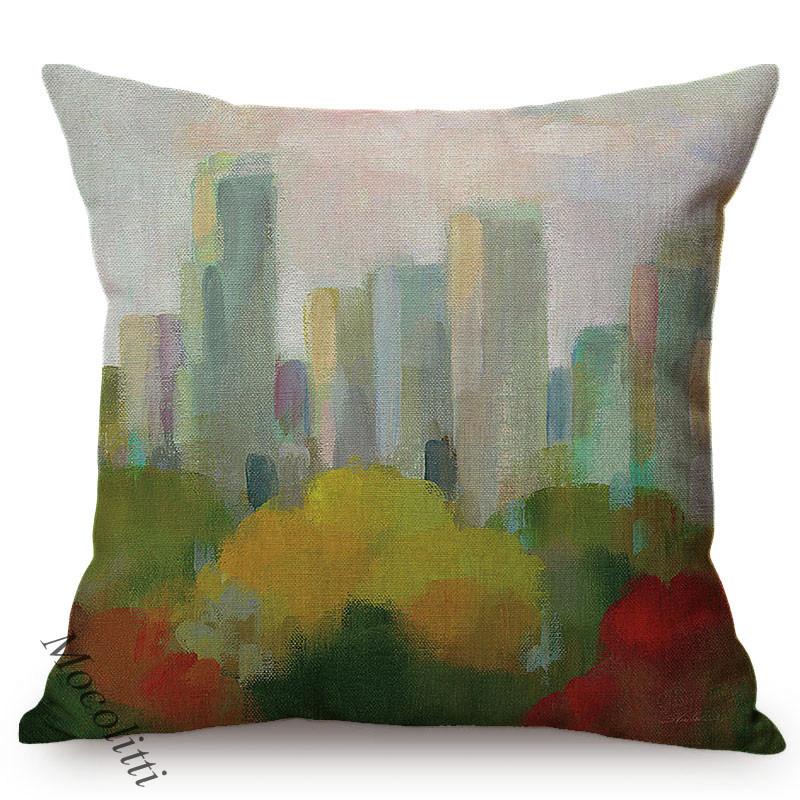 Modern Abstract Oil Painting Decoration Cushion Cover Colorful Graffiti Art Square Pillowcase Home Decor Room Bed Cushion Cover