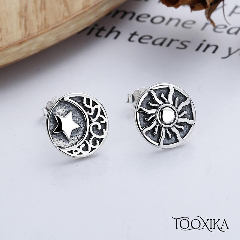

Tooxika Ретро Тотем Солнце Звезда Луна Асимметричные Серьги Нишевый Дизайн Серьги Для Мужчин И Женщин