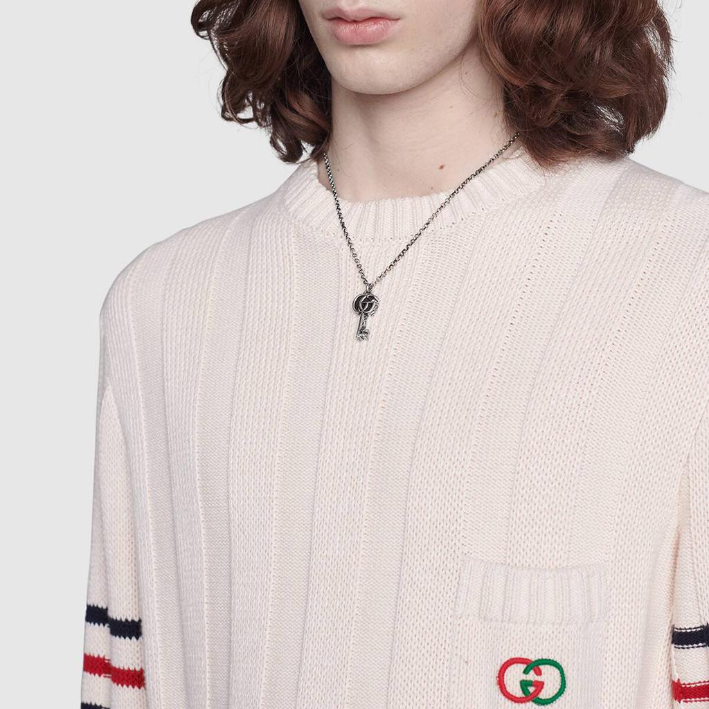 Gucci GG Marmont Double G Schlüsselanhänger Vintage-Finish Glänzend 925er Silber Halskette Herren Halskette 627757-J8400-0701