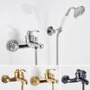 European Style Bathroom Shower Faucet Copper Brass Shower Set with Hand Shower Bathtub Mixers Taps Crane