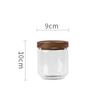 Transparent Heat-Resistant Glass Storage Tank 500Ml Wooden Lid Sealed Jar for Kitchen Spices Tea Coffee Grains Storage