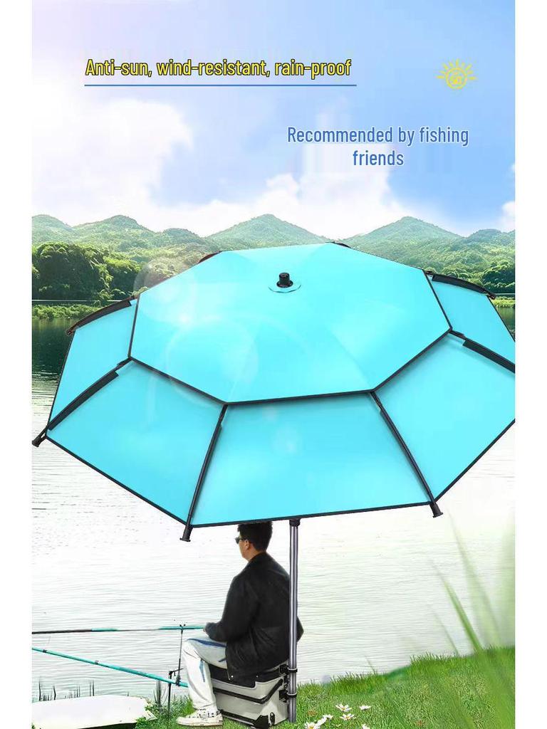 Large Red 2.0 Folding Fishing Umbrella – Sun and Rain Protection Outdoor Sunshade