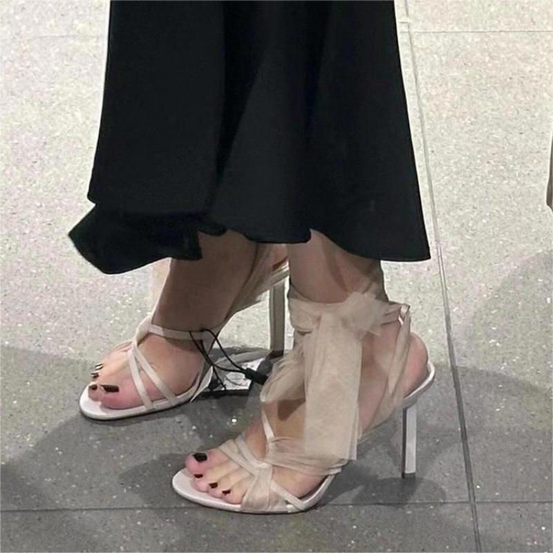 2025 Sandale Noi de Vară cu Barete Încrucișate, la Modă, cu Vârf Rotund, Toc Stiletto, Romane cu Toc Înalt, Sexy, Versatile, Pantofi de Damă pentru Rochie