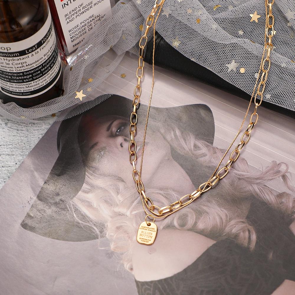 iF ME Personalized Square Letter Pendant Necklace Fashion Multilayer Gold Silver Chain Necklaces Women Jewelry Accessories Gift