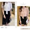 Chiffon Short Solid Autumn [JLBOCMGT] Women's Shirt, Sleeve, V-Neck, Ribbon, Elegant, Slimming, Color, Simple, Fashionable, Office, Commuting, Spring,