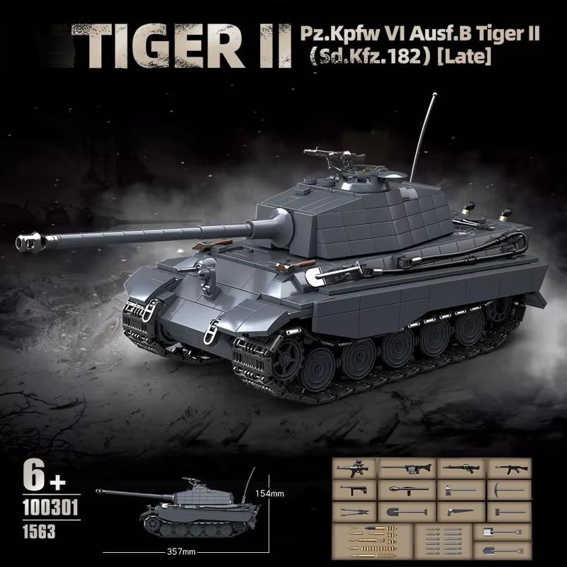 Military The King Tiger Heavy Tank 2 Sd.Kfz.182 Building Blocks Black Tiger Tracked Armored Car Toy Bricks