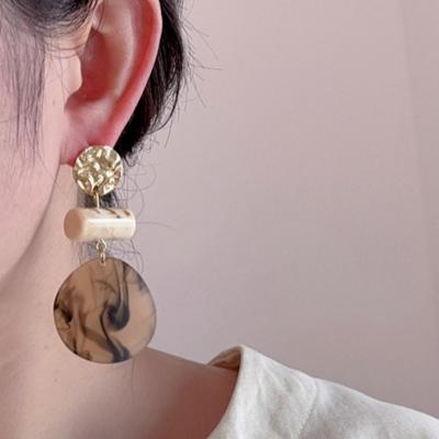 Retro Geometric Large Drop Earrings Women Acrylic Circular Dyeing Dangle Earrings Exquisite Party Banquet Fashion Jewelry Gifts