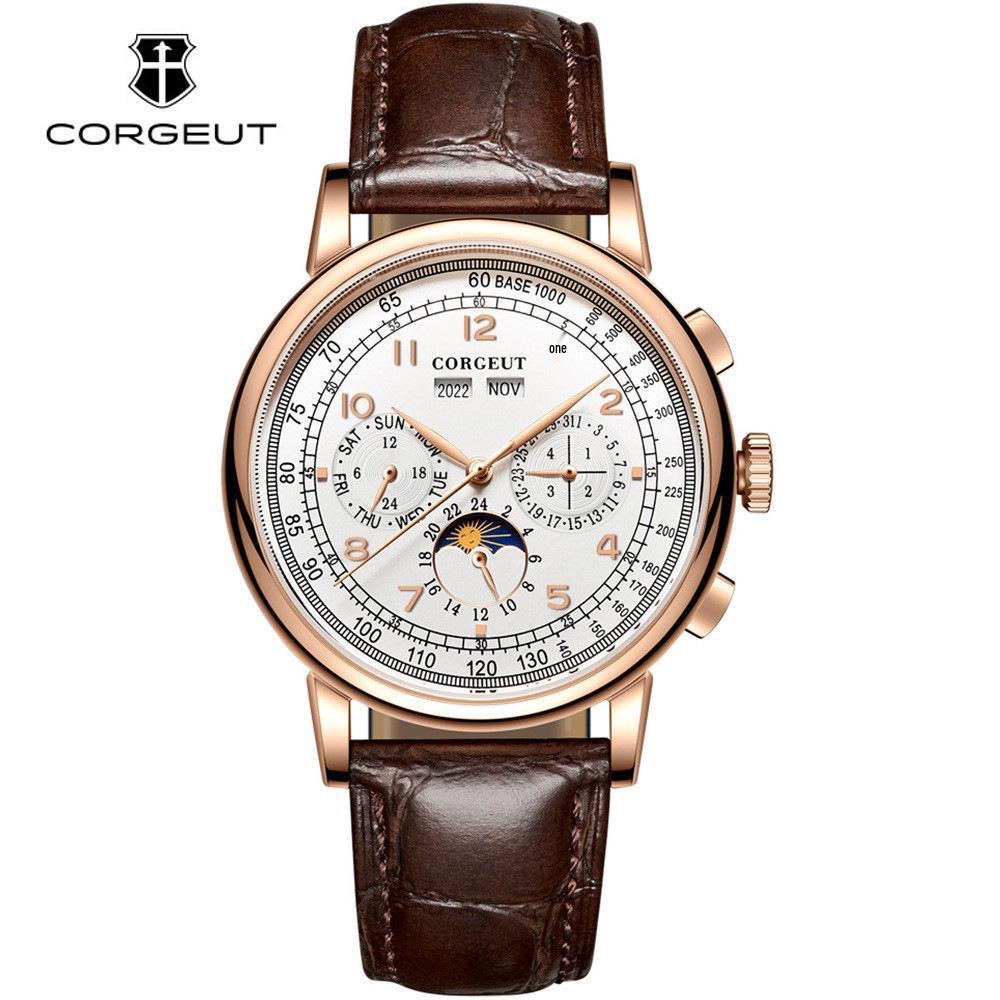 Men's Multifunctional Genuine Leather Automatic Mechanical Watch