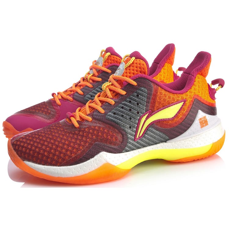 Li Ning Badminton Shoes Women's Low Top Orange Red AYAQ002-2