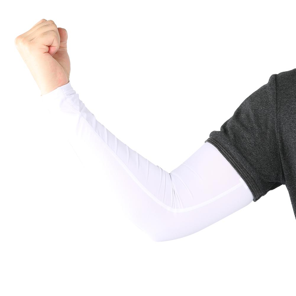 Pair UV Protection Sleeve Sun Cuff Breathable Summer Outdoor Arm Cooling Man Woman DrivingWhite Upgrade L