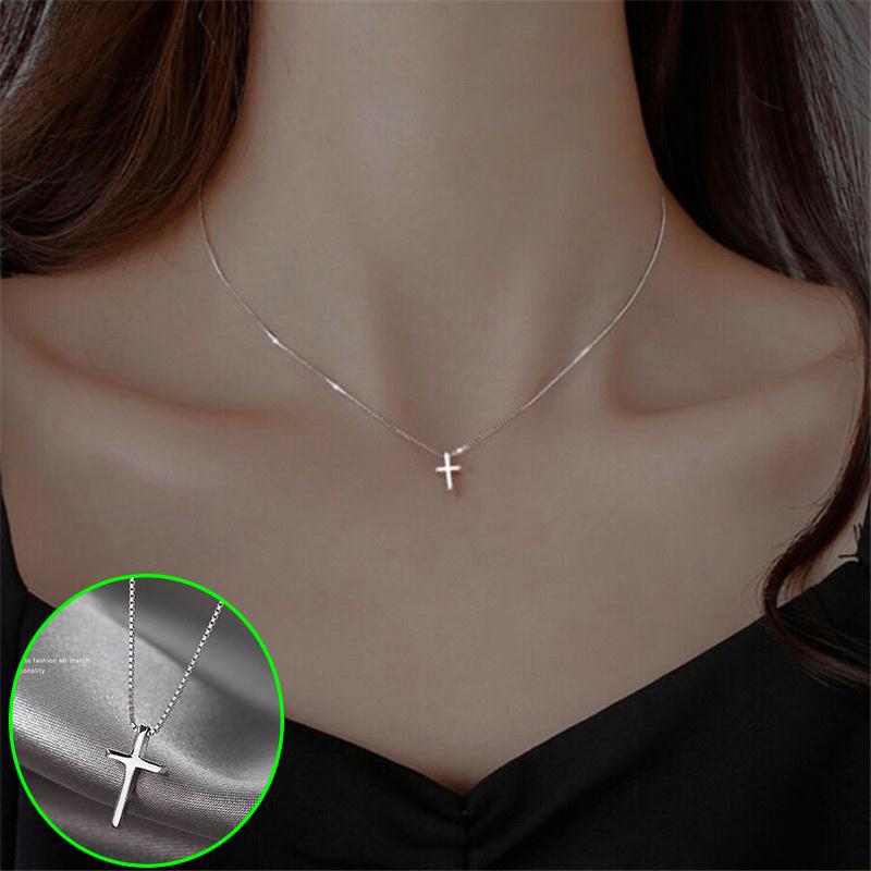 

Для женщин цепочка ожерелье крошечный крест кулон серебряного цвета ювелирные подарки