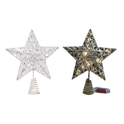 Elegant Champagne Colored Yarn Star Tree Toppers Durable Iron Structure For Christmas Outdoor Festival Display