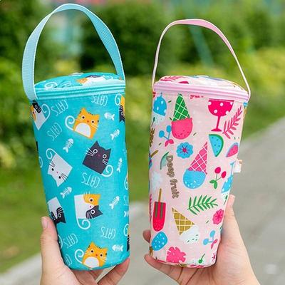 Fun Cartoon Milk Tea Tote Bag; Thermal Cup Cover for Portable Use; Eco-Friendly Handbag Addition