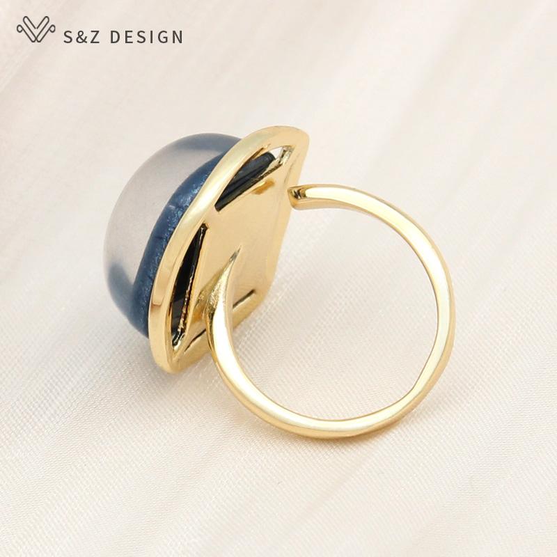 Moda champanhe ouro cor redimensionável anéis de resina quadrada para mulheres menina festa de casamento personalidade simples joias presente