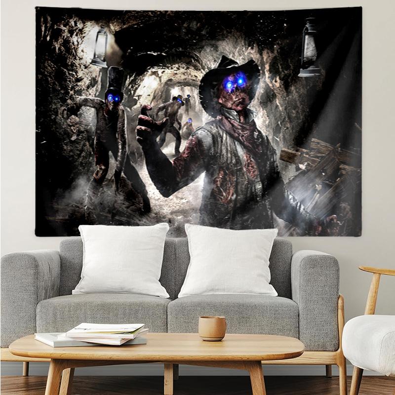 Zombie Mine Pattern Tapestry Wall Hanging Boho Aesthetic Wall Blanket For Bedroom Living Room Dorm Home Wall Decor 1013180