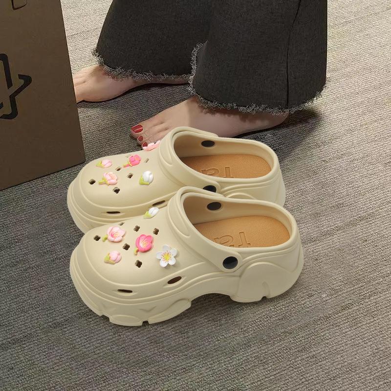 

High-End Peach Blossom Clogs for Women, Non-Slip, Odor-Free, Thick-Soled, High-Heeled, Indoor and Outdoor Wear, Cushioned Feel, Sandals and Slippers 40-41