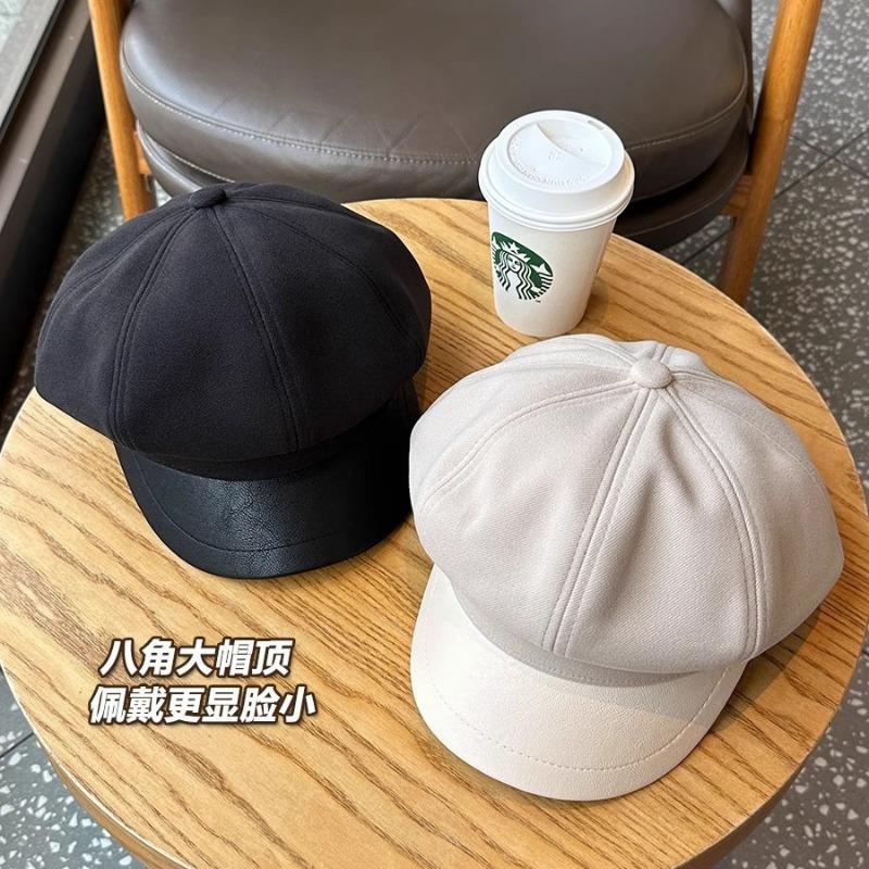 Autumn and Winter Woolen Octagonal Hat Female Face Little Girl Literary Newsboy Hat Tide Advanced Sense