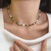 Natural Stone Necklace for Women. Colorful Glass Bead Sweater Style. Light Luxury, Niche, Versatile and High-end Collar Chain.