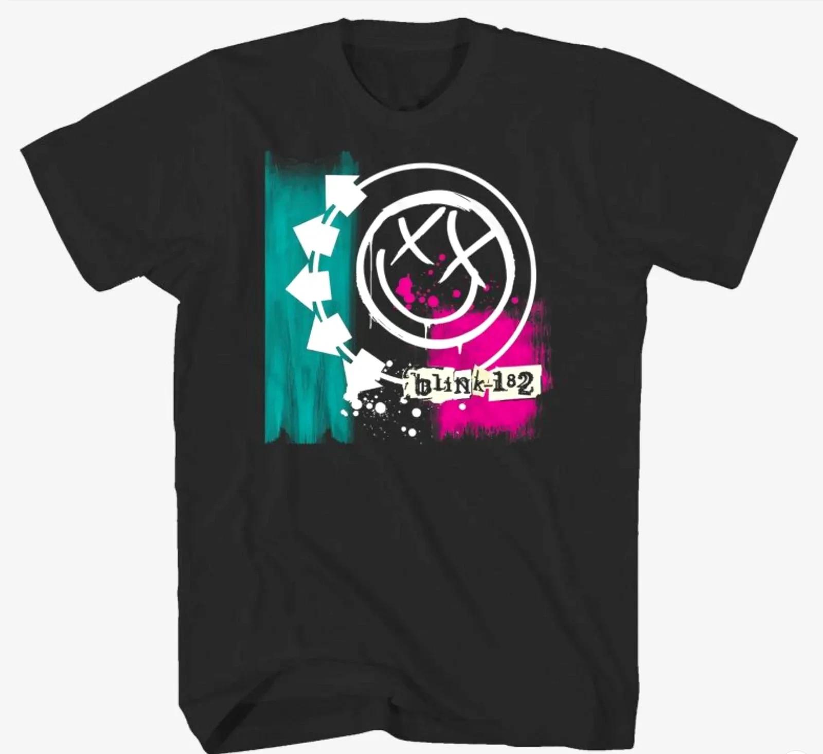 Blink 182 Self Titled Pop Punk Rock Band Tee Black Smiley Face Graphic Unisex T-Shirt XXXL
