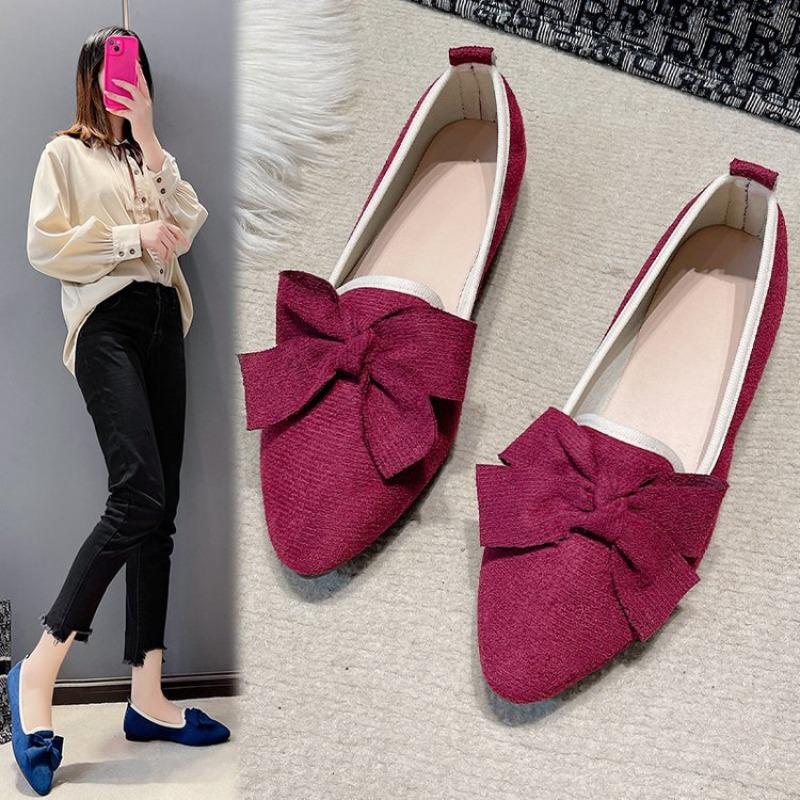 Large Size Casual Single Shoes Women's Spring Bow Fashion Outer Wear Versatile Casual Doudou Shoes