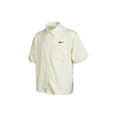 Sportswear Logo Single-Breasted Solid Short Sleeve Shirt Men Tops Fossil-Gray DX6308-244