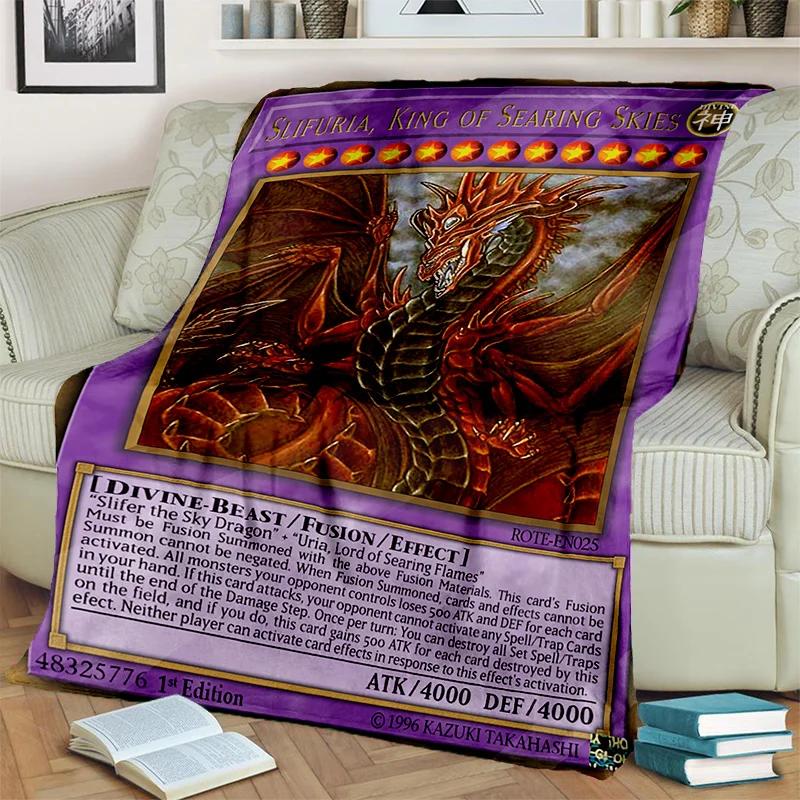 YuGiOh Monster Card Anime Cartoon Throw Blanket Soft Cozy Blanket for Bedroom Sofa Travel Office Picnic Kids Cover