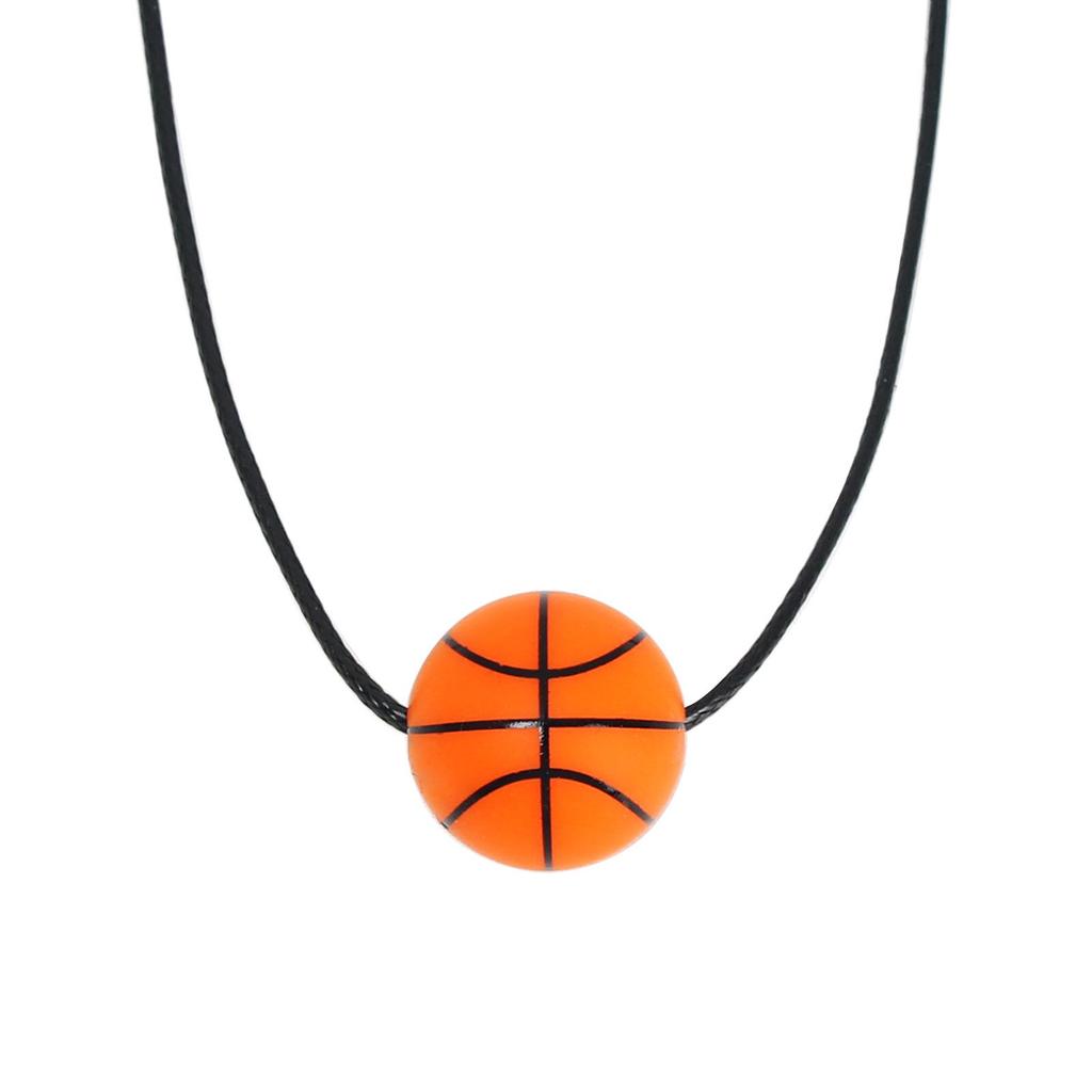 Unisex Sports Silicone Basketball Pendant Necklace, Stainless Steel, European & American Style