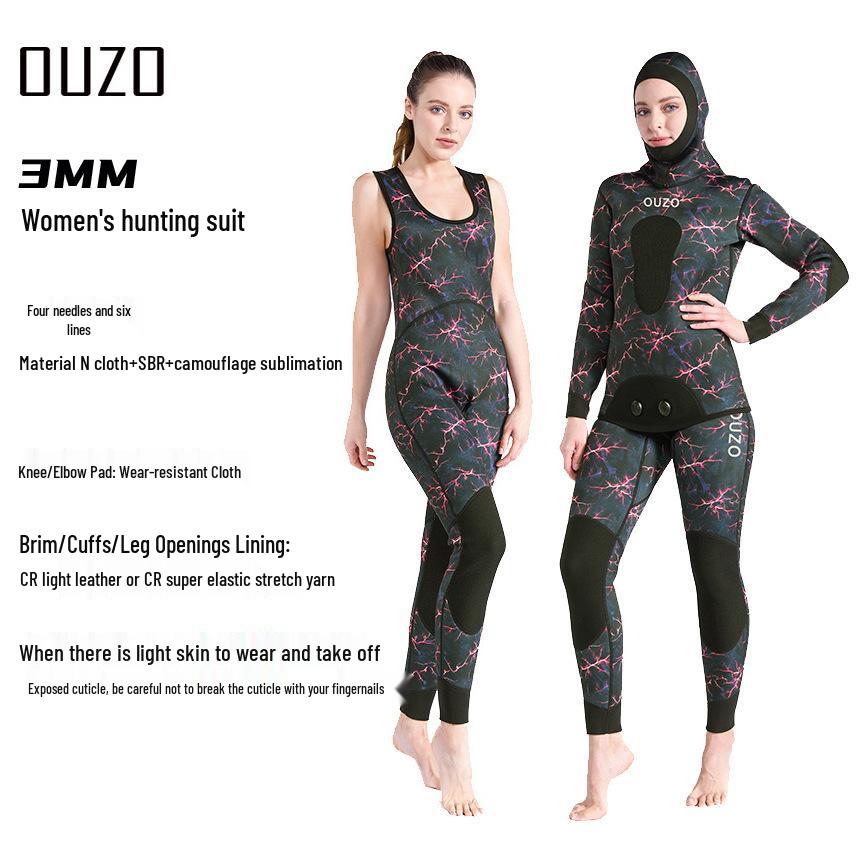 Pánský 3mm rychleschnoucí lovecký a surfařský oblek - Dvoudílný chladuvzdorný opalovací oblek pro freediving