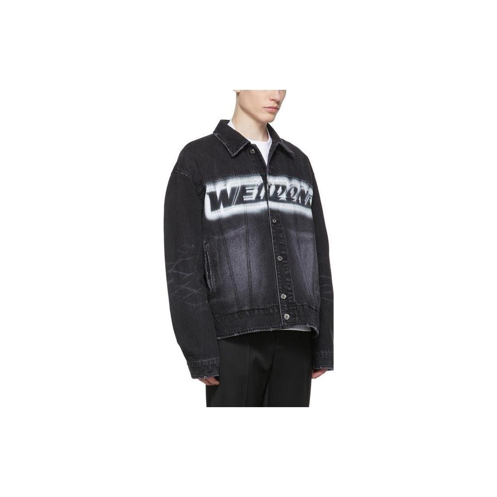 WE11DONE Denim Jackets Unisex Black Lapel Moderate Straight Fit WD-DJ1-22-325-U-WB