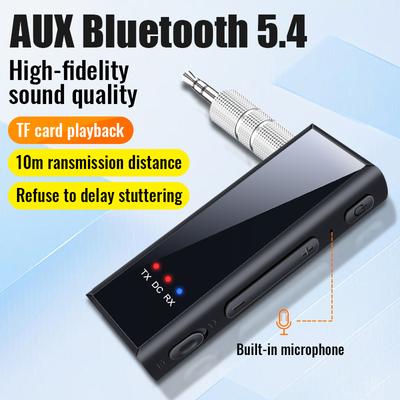 2 In 1 Bluetooth 5.4 Audio Receiver Transmitter Hifi Stereo Wireless Adapter 3.5MM AUX With Mic For Car TV PC Wired Speaker