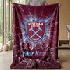 West Ham United FC Coperta in Flanella con Nome Personalizzato Logo Calcio Coperta in Pile Personalizzata Regalo Speciale per Divano Camera da Letto Casa