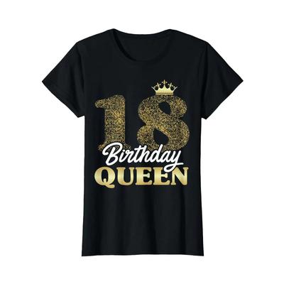 Ladies 18th Birthday Girls Unisex Cute Queen Crown T Shirt Vintage Washed Homme Stretched Stylish Streetwear Soft Unisex