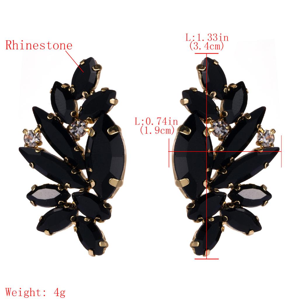 Women's Trendy Simple Feather Earrings with Blue Full Diamond Earrings