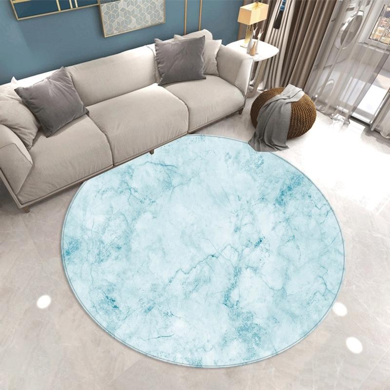Marble Patterned Circular Carpet Bedroom Mat Dressing Room Living Room Rug Sofa Anti Slip Pad Home Decoration