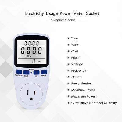 LCD Ekran Elektrik Kullanımı Güç Ölçer Soketi Enerji Watt Volt Amper Watt KWH Tüketimi