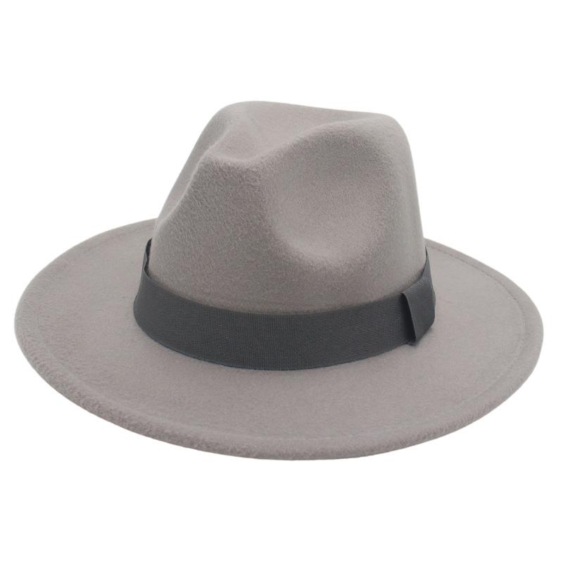 British Jazz Hat Big Eave Hat Square Ribbon French Top Hat Men'S And Women'S Cashmere Felt Hat