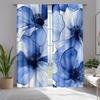 2pcs Blue and Silvery Watercolor Flower Curtains   Thermal Insulated Blackout Drapes