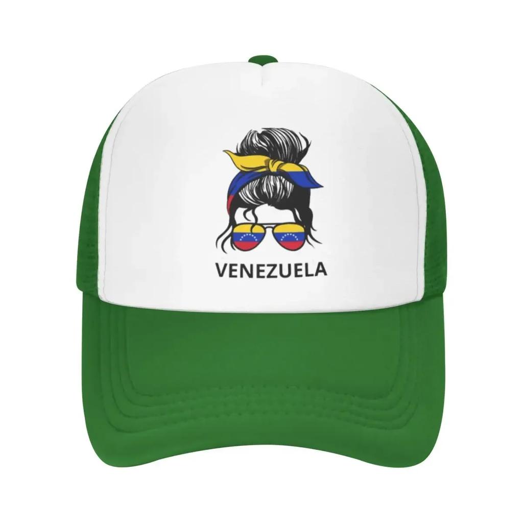 Venezuelan Flag Woman With Messy Bun Sport Mesh Baseball Caps Women Men Unisex Male Beach Dad Hats Hip Hop Trucker Cap