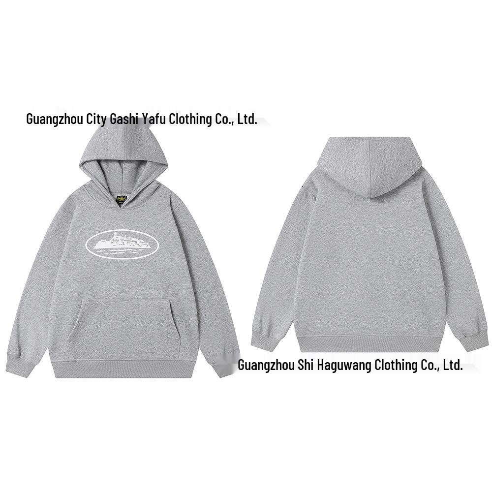 Cross-border CORT Demon Island Letter Print Unisex Plus Velvet Hooded Sweatshirt & Sweatpants Set