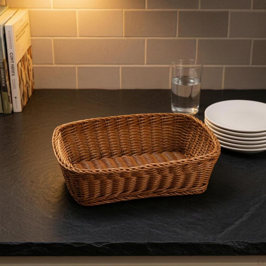 Rectangular Fruit Serving Basket | Rattan Basket, for Snack Display