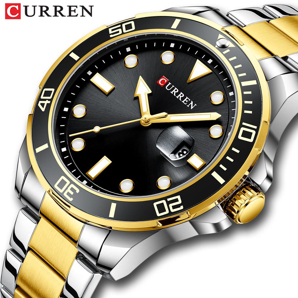 Curren Karyen Men's Waterproof Quartz Steel Band Business Casual Watch with Calendar