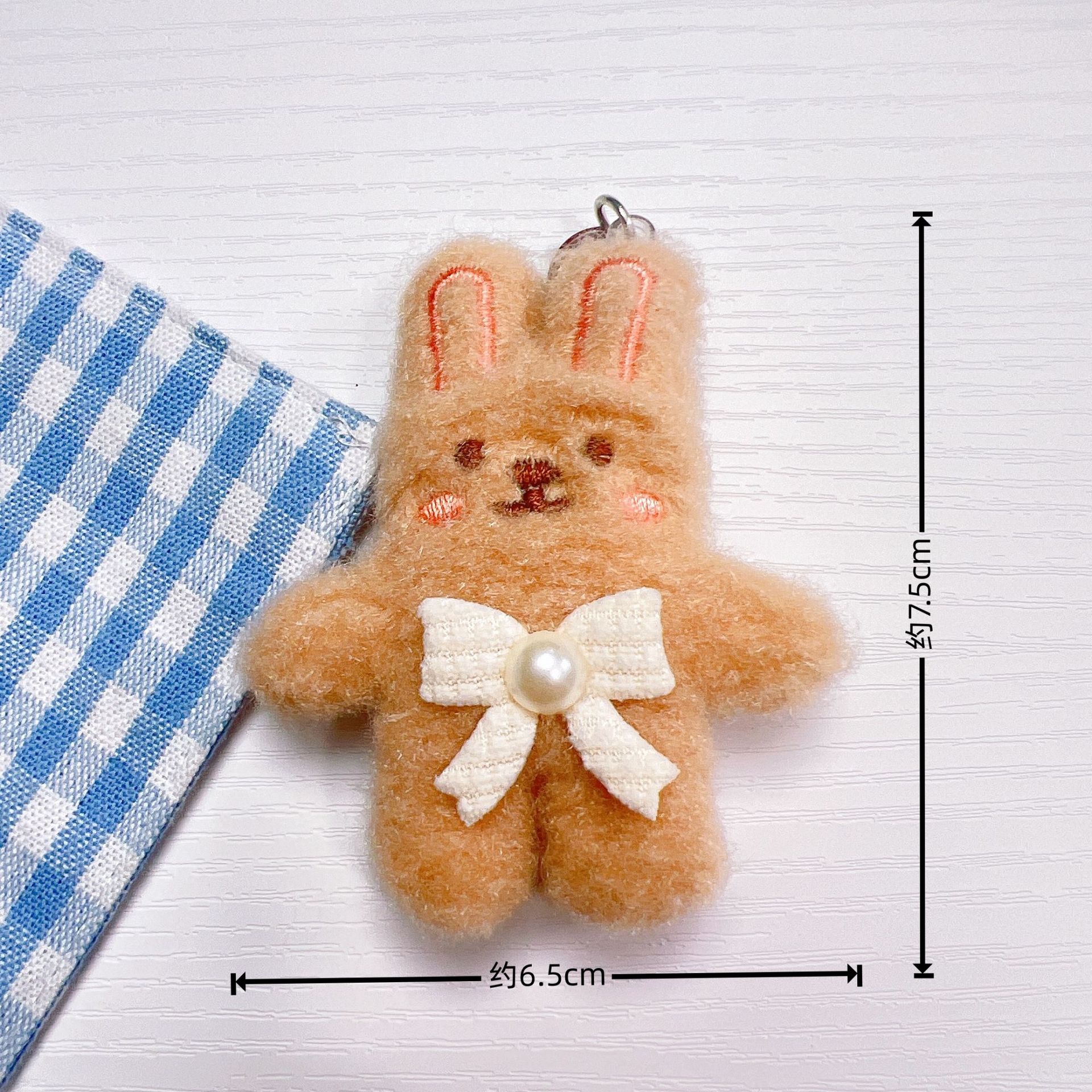 

Bowknot 3D Rabbit Plush Keychain, Cute Fluffy Bunny Keyring for Girls, Soft Stuffed Car Key Ring, Backpack Bag Pendant Gift коричневый