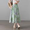 SOFSIL 2026 Summer Ramie Printed A-Line Mid-Length Skirt