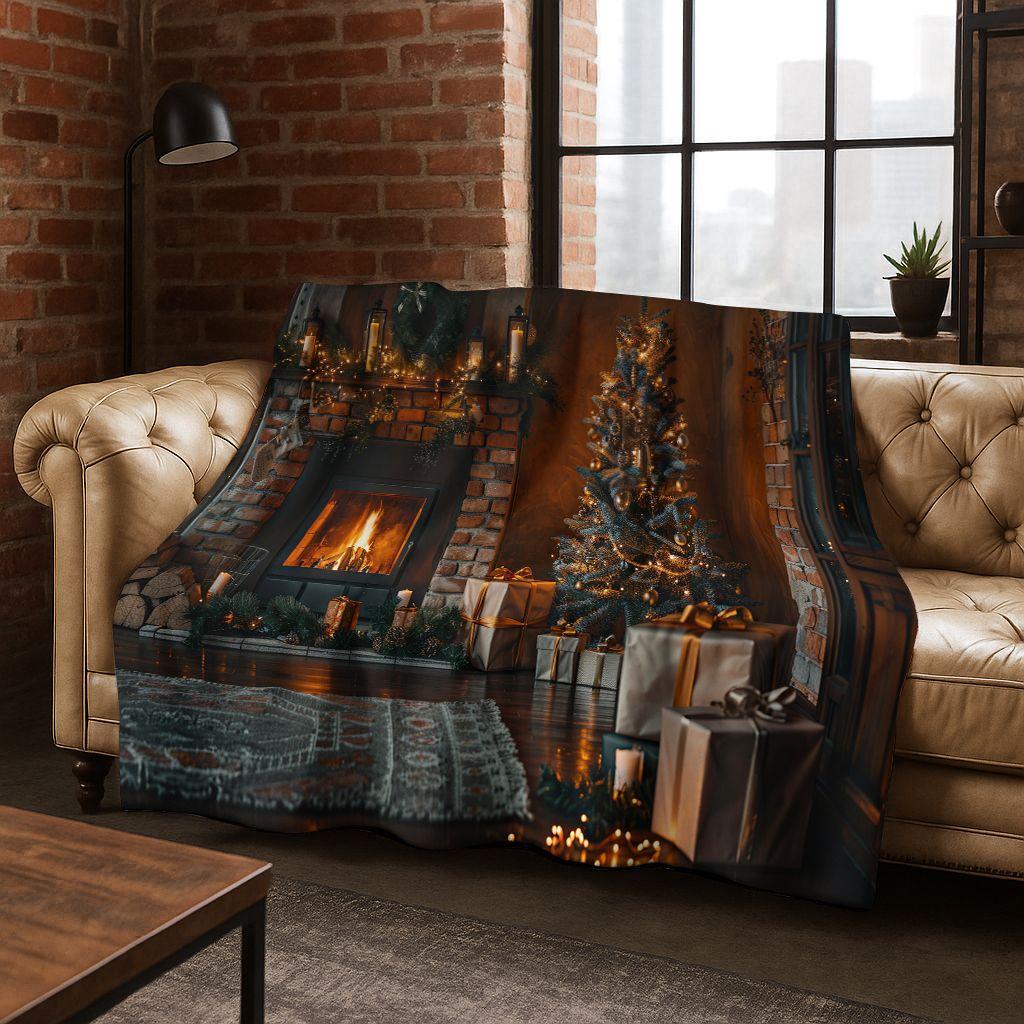 3D Merry Christmas Tree Santa Claus Cartoon Flannel Soft Warm Throw Blanket for Bedroom Living Room Bed Camping Picnic Gift